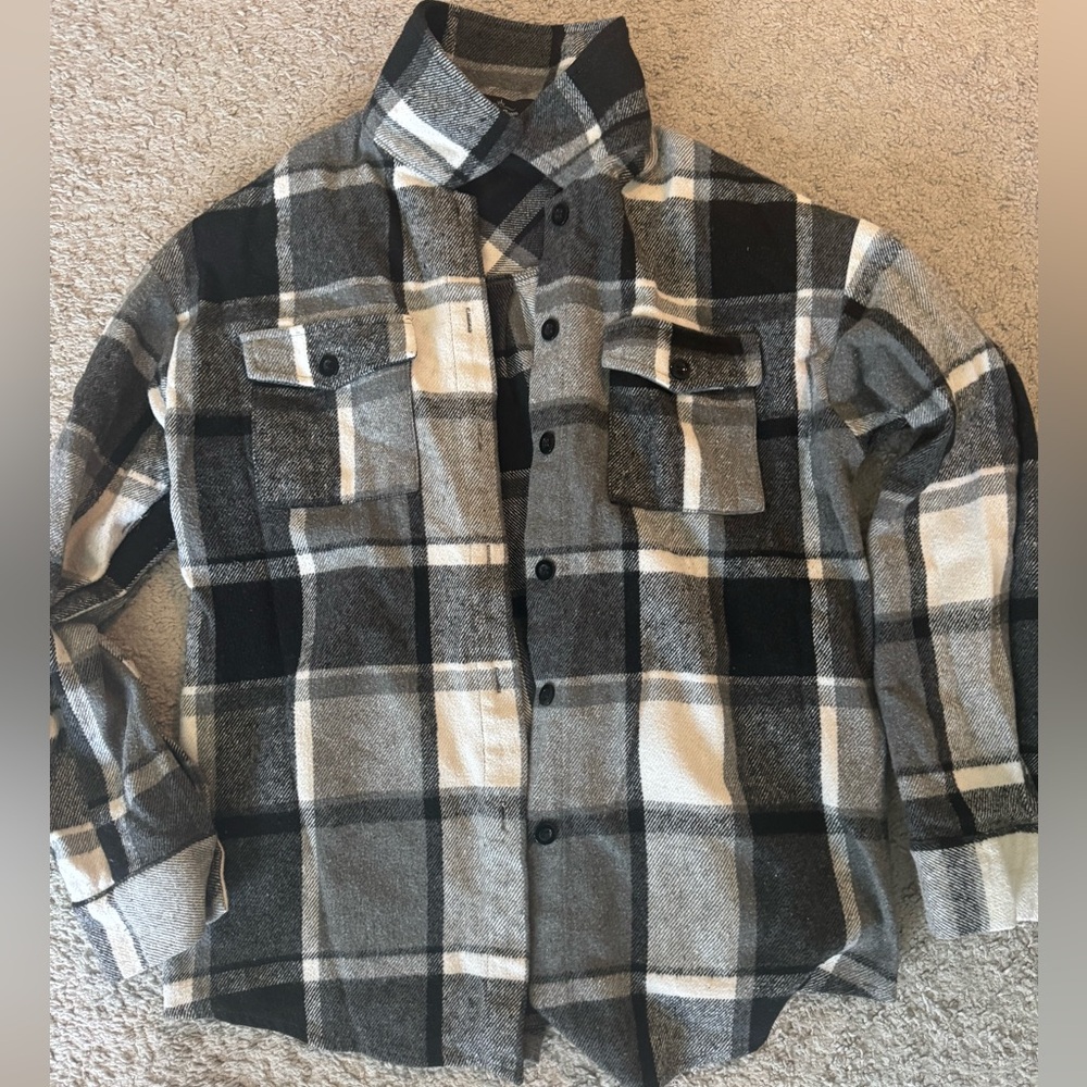 Plaid Button-Up Shacket size small from Amazon